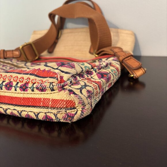 Fossil Bohemian Style Cream Geometric Design Explorer Fold Over Tote - Picture 10 of 15